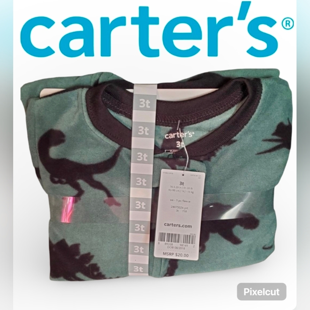 (NWT) Carter's Boys' Dinosaur Shadow Print Fleece Footed Pajama Sleeper 3t